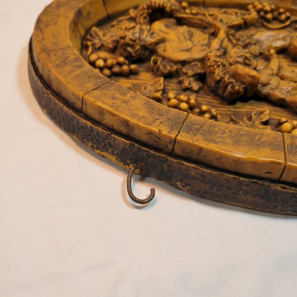 Antique 14 Inch Hand Carved Wax Plaque Man Grapevine Child Beast Child Rare HTF - Picture 6 of 8